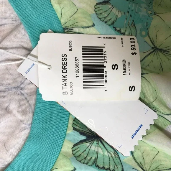 ADIDAS- WOMEN'S SMALL - MULTICOLOR SLEEVELESS BUTTERFLY TANK DRESS - Picture 9 of 11